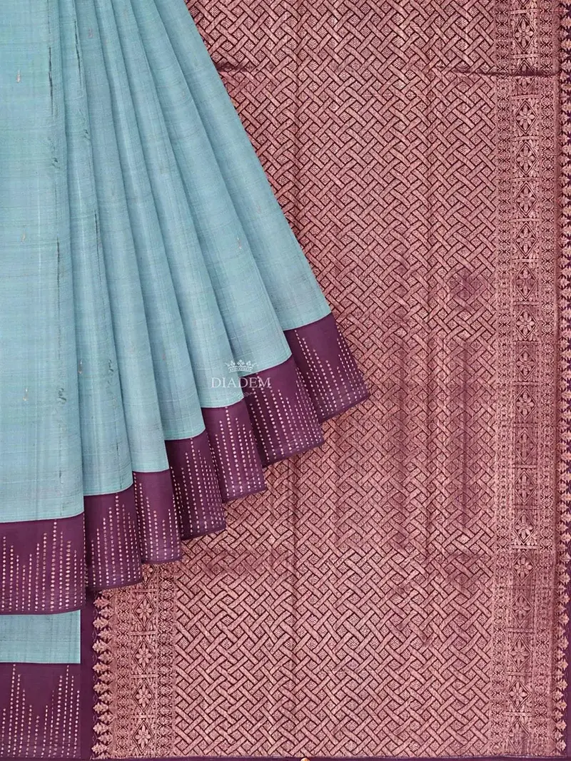 Teal Blue Pure Kanchipuram Bridal Silk Saree With Plain Design On The Body And Contrast Border 1