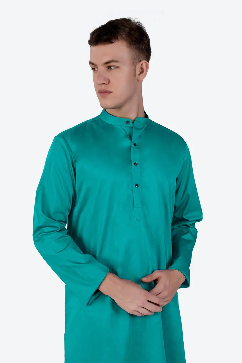 Teal Blue Subtle Sheen Super Soft Premium Cotton Kurta Set 4