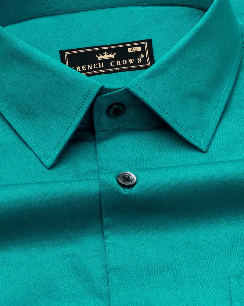 Teal Blue Subtle Sheen Super Soft Premium Cotton Shirt 1