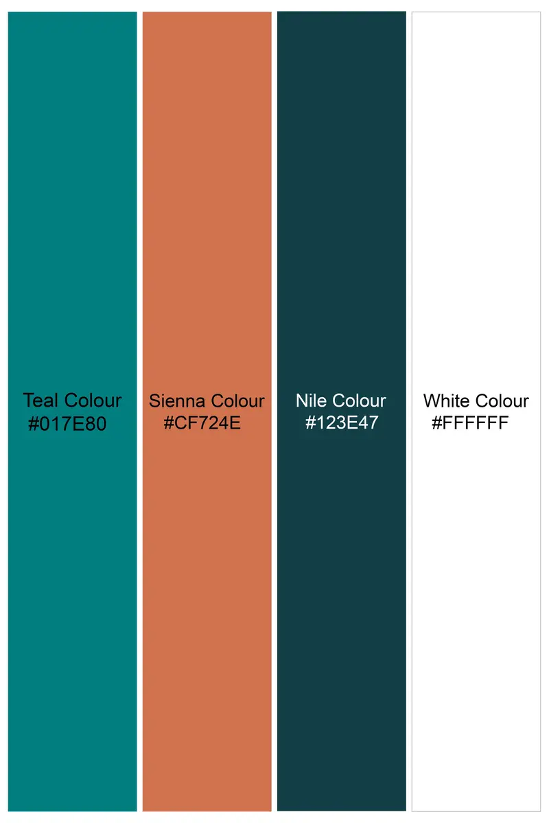 Teal Green And Bright White Multicolour French Crown Elements Printed Subtle Sheen Super Soft Premium Cotton Designer Shirt 5