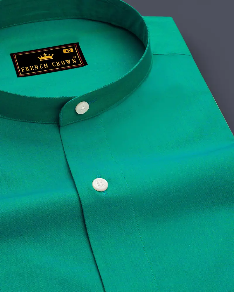 Teal Green Chambray Textured Premium Cotton Shirt 1