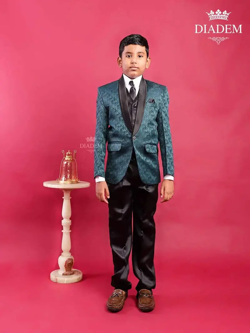 Teal Green Coat Suit With Tie 1