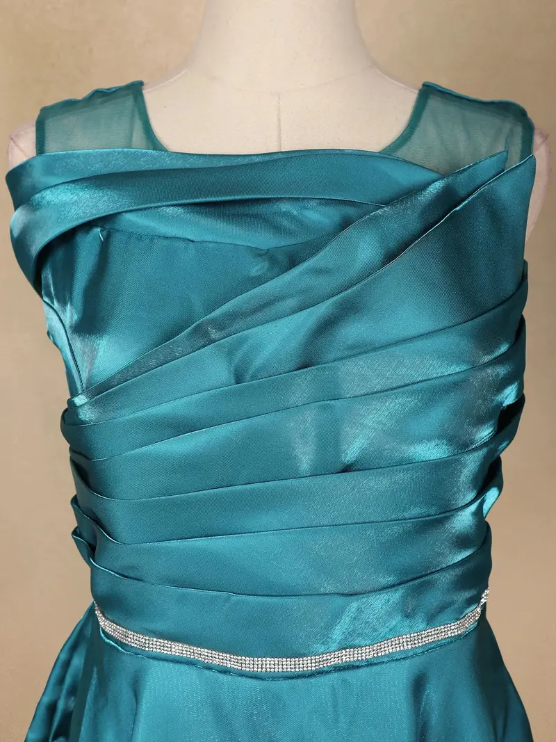 Teal Green Organza Party Wear Gowns For Mother & Daughter 9