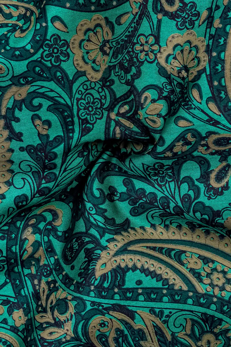 Teal Green With Deep Sea Green Ethnic Motifs Printed Super Soft Premium Cotton Shirt 2