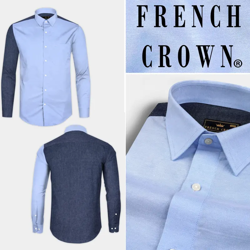 Tealish Blue And Gray Royal Oxford Shirt 10