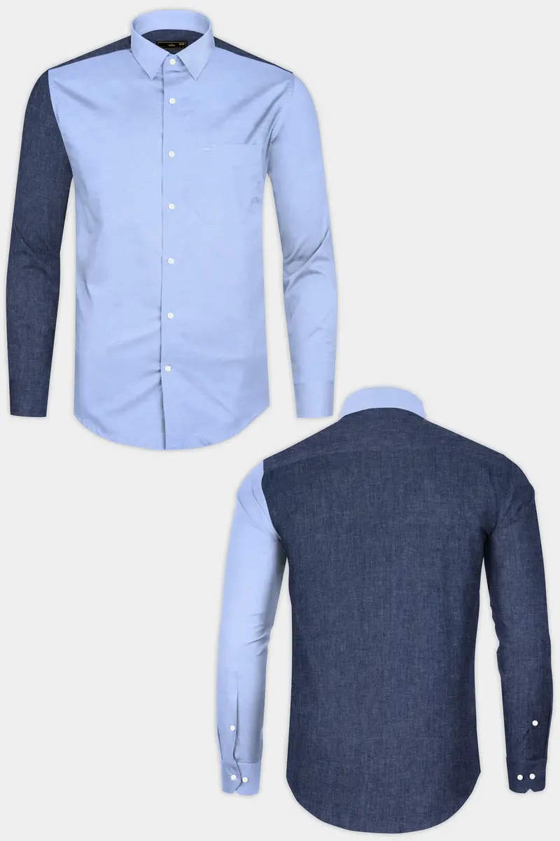Tealish Blue And Gray Royal Oxford Shirt 2