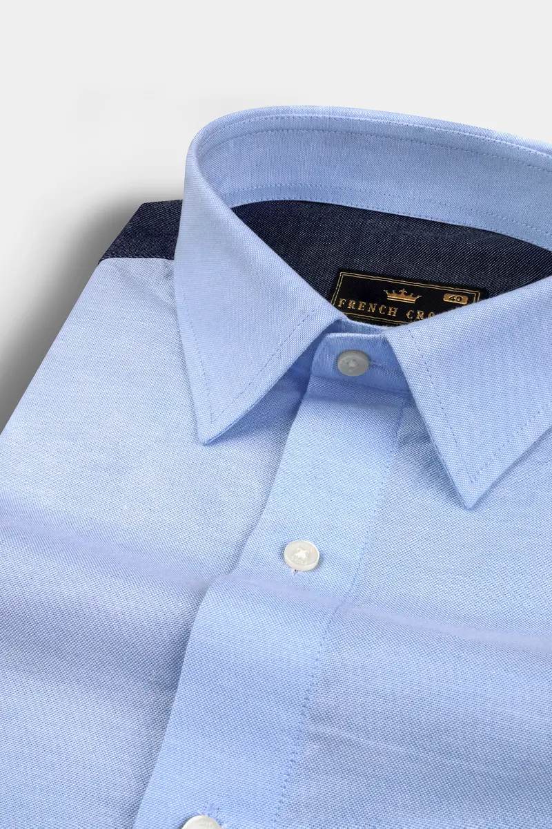 Tealish Blue And Gray Royal Oxford Shirt 4