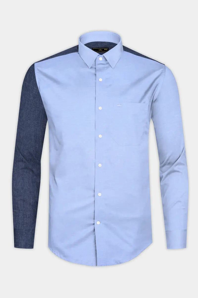 Tealish Blue And Gray Royal Oxford Shirt 6