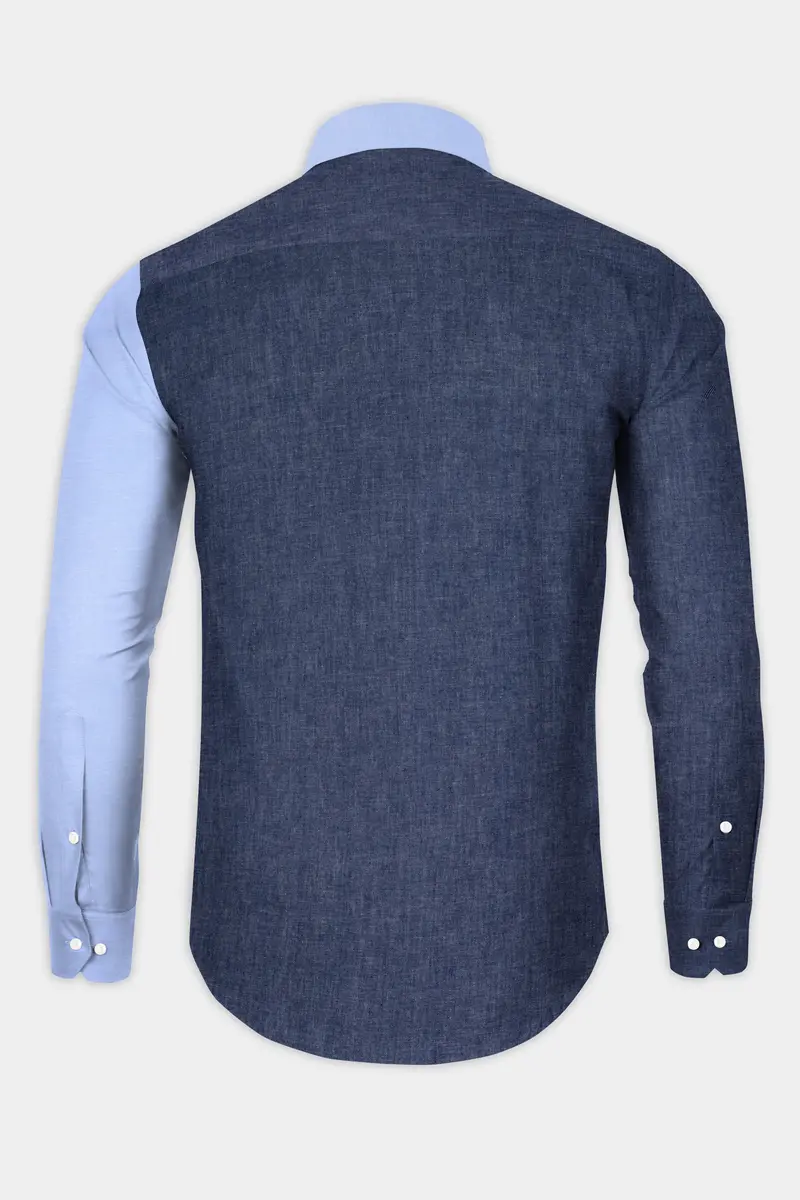Tealish Blue And Gray Royal Oxford Shirt 7