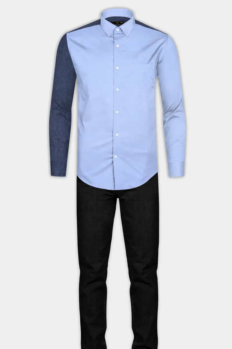 Tealish Blue And Gray Royal Oxford Shirt 8