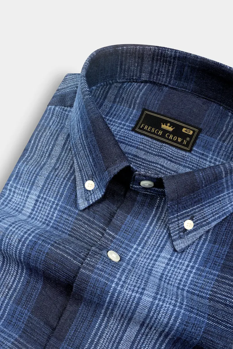 Tealish Blue And Wild Plaid Flannel Shirt 1