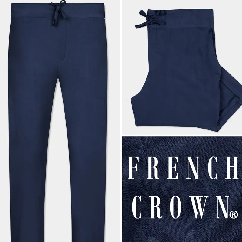 Tealish Blue Luxurious Linen Lounge Pant 1