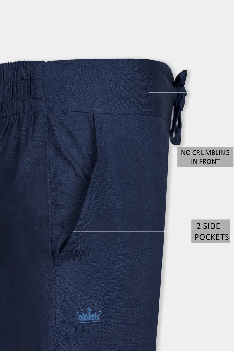 Tealish Blue Luxurious Linen Lounge Pant 7