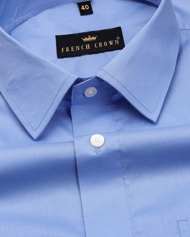 Tealish Blue Premium Cotton Shirt 1