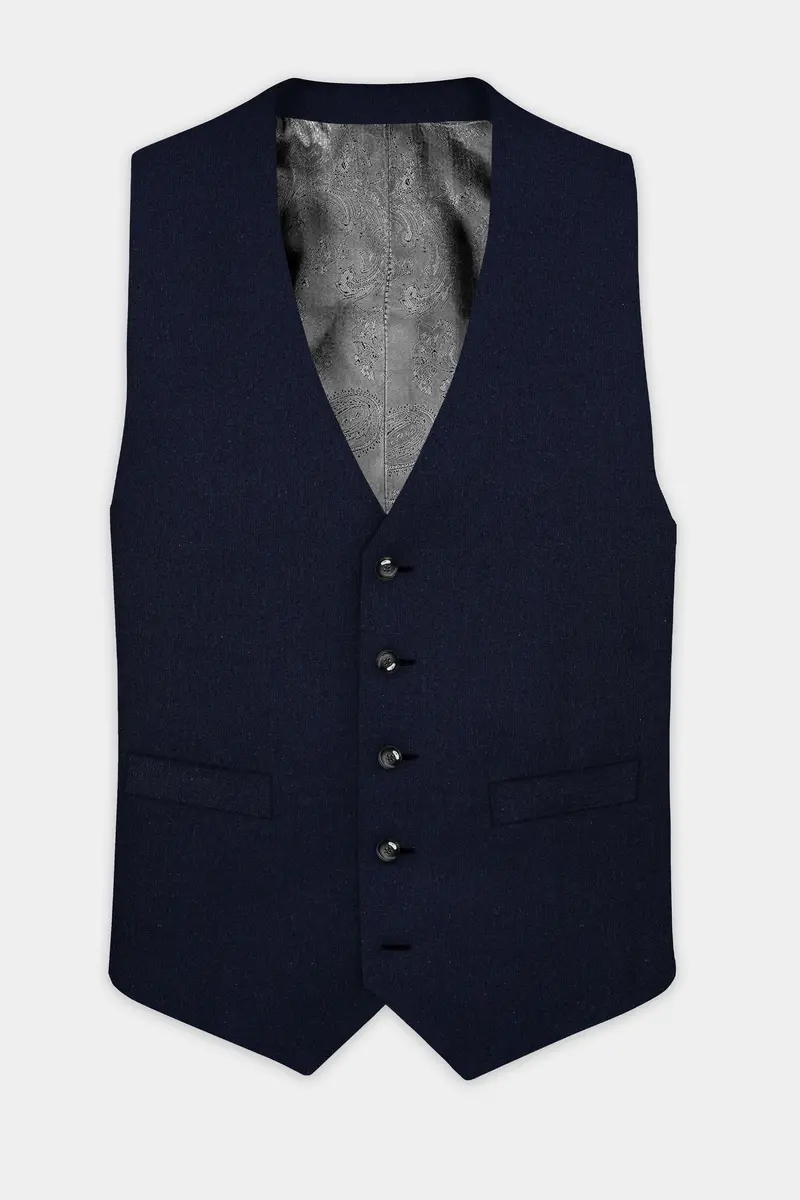 Tealish Blue Solid Cotton Waistcoat 2