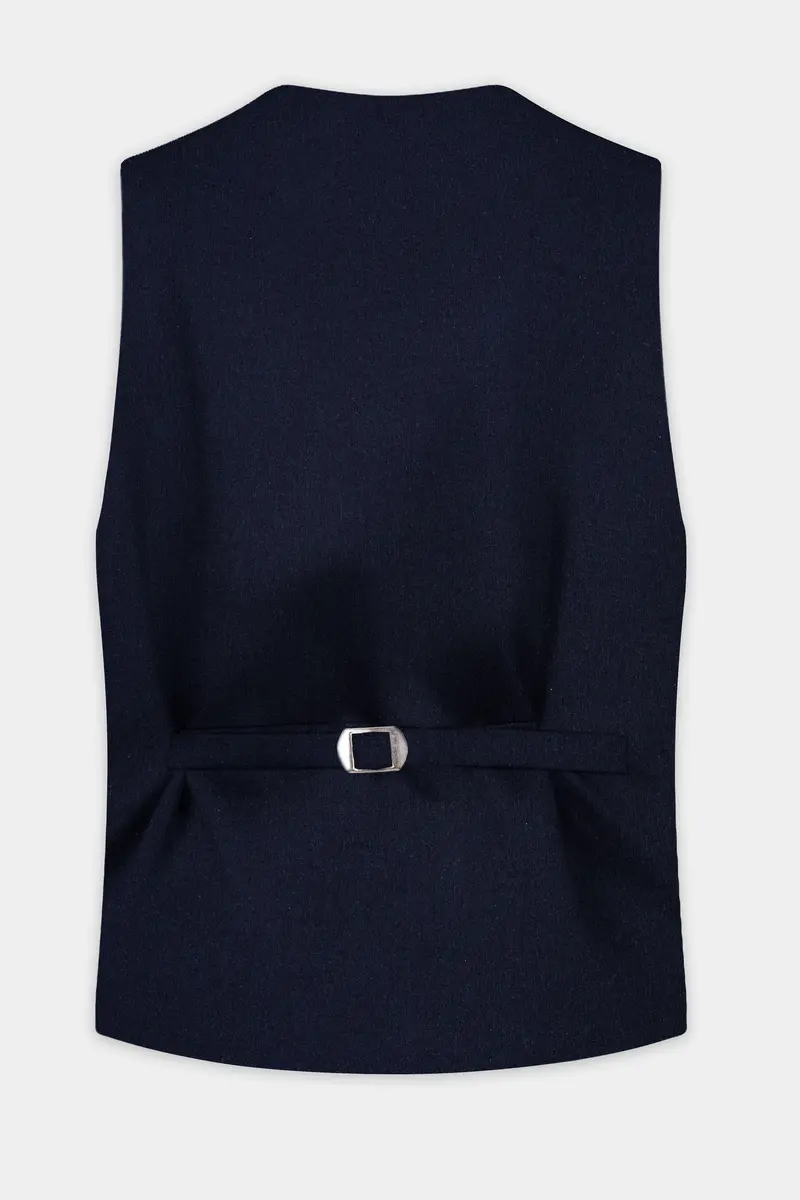 Tealish Blue Solid Cotton Waistcoat 4
