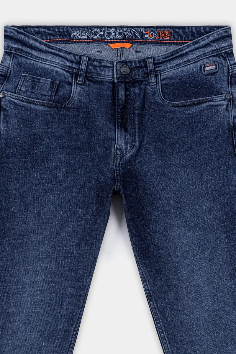 Tealish Blue Stone Wash Stretchable Denim 4
