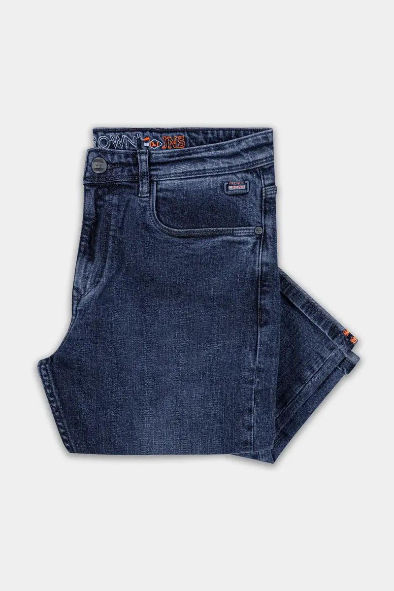 Tealish Blue Stone Wash Stretchable Denim 5
