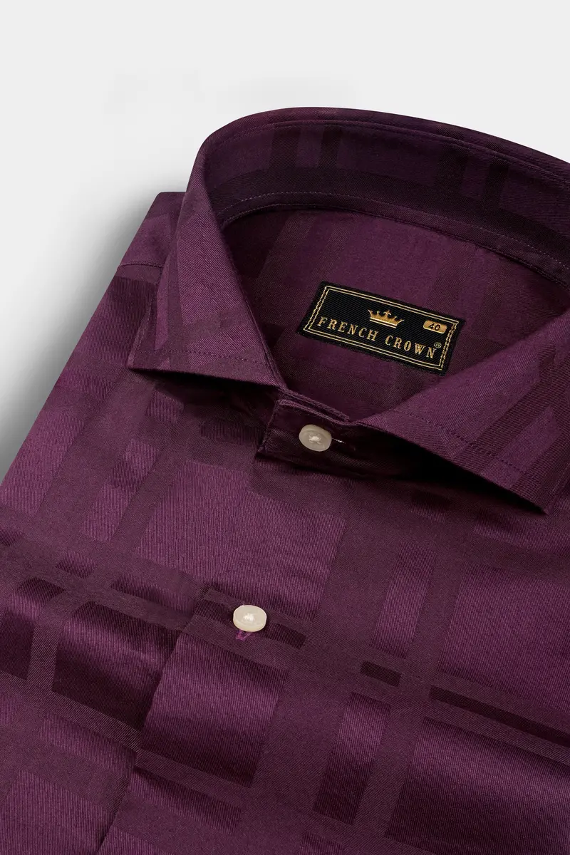 Temptress Subtle Plaid Dobby Textured Premium Giza Cotton Shirt 1