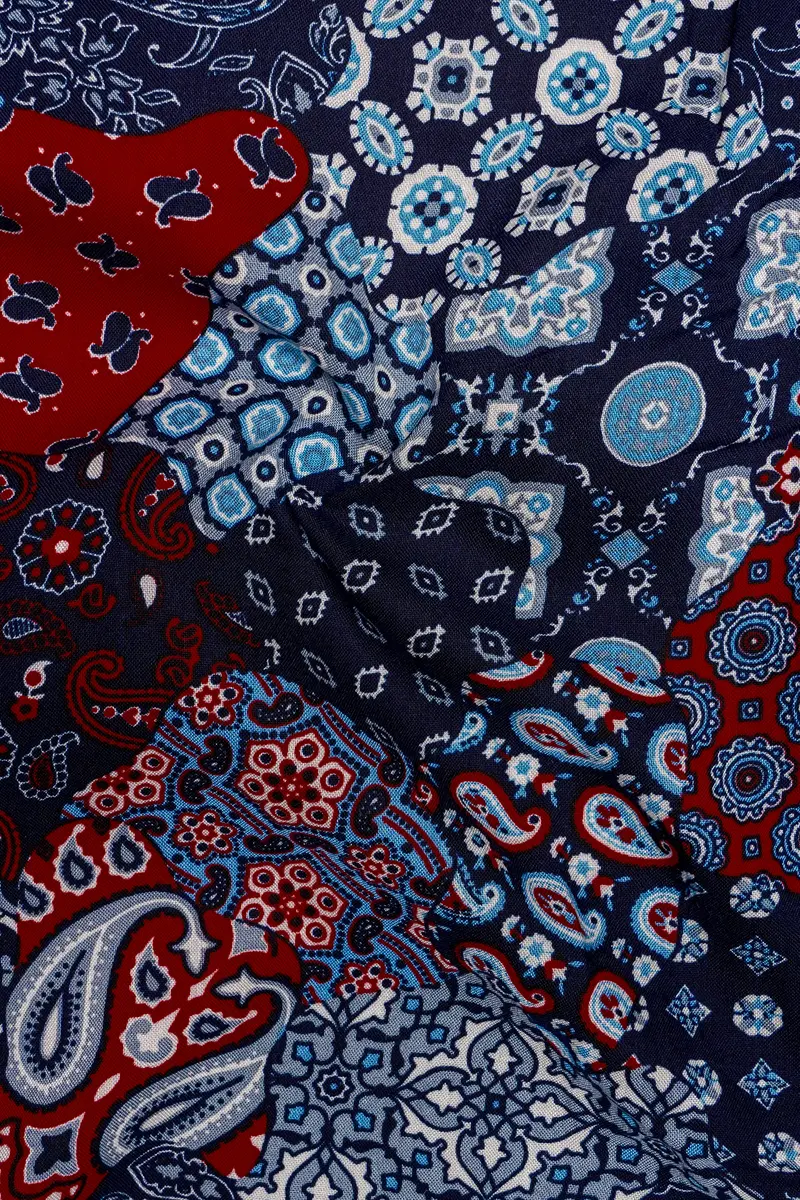 Tencraze-Mirage Blue And Monza Red Multicolour Printed Premium Tencel Designer Casual Shirt 3
