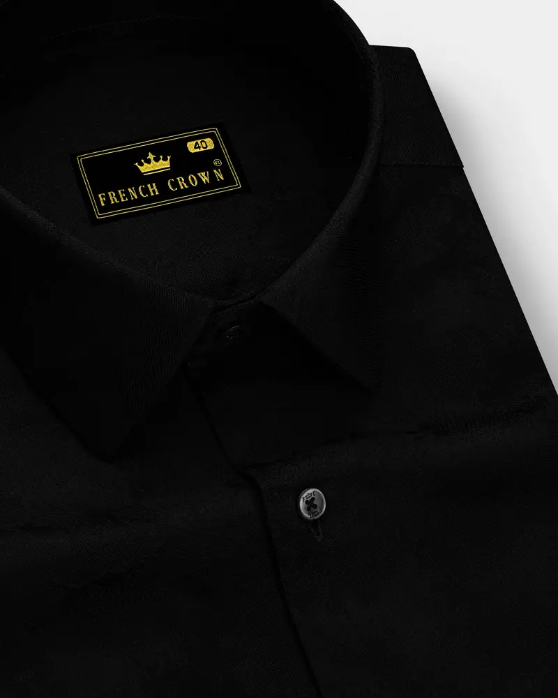 Tenebro-Jade Black Jacquard Textured Premium Cotton Dress Shirt 1