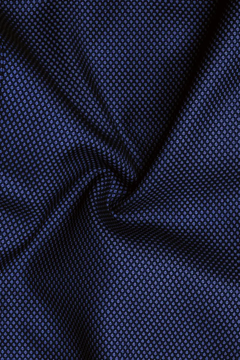 Tenebro-Midnight Blue Textured Wool Rich Cross Placket Bandhgala Blazer 3