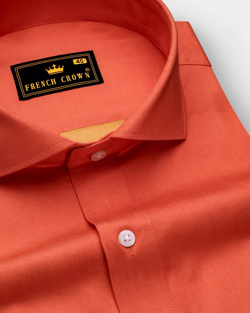 Terracotta Orange Two Tone Chambray Shirt 1