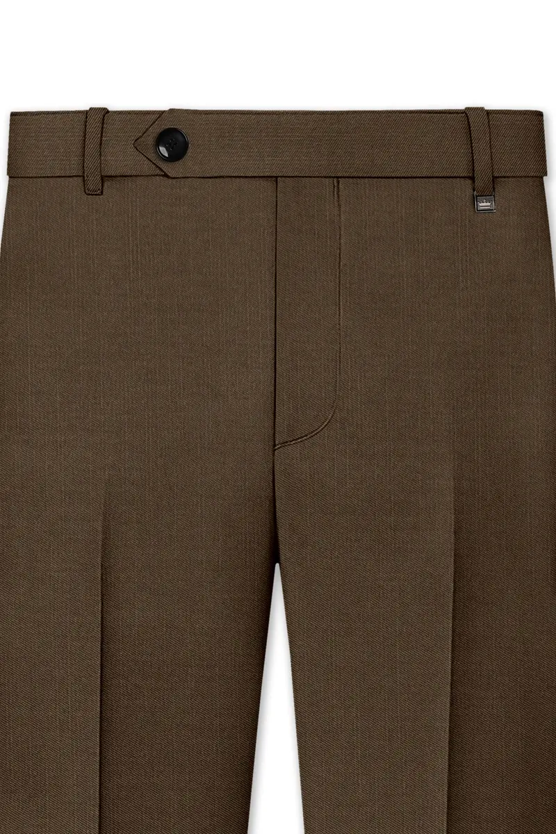 Terrano-Mocha Brown Wool Rich Slight Stretch Double Breasted Suit 12