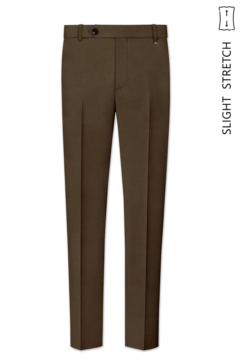 Terrano-Mocha Brown Wool Rich Slight Stretch Double Breasted Suit 13