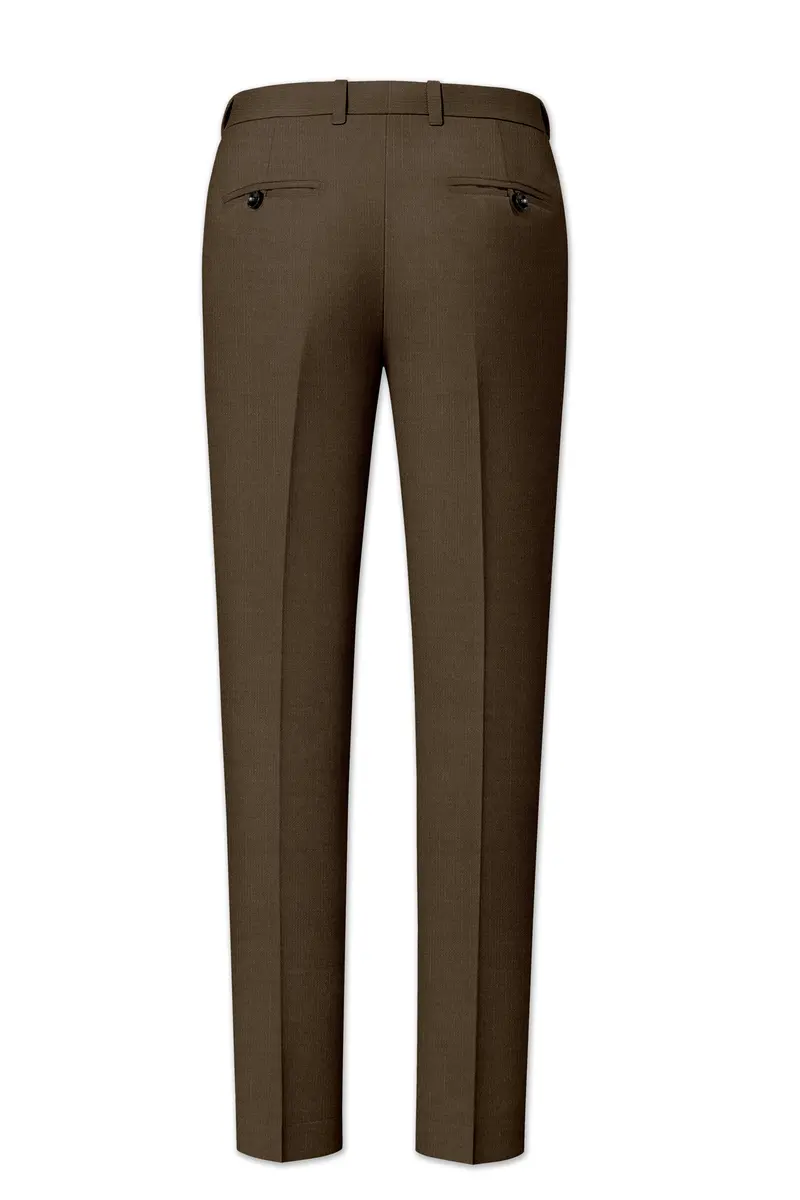 Terrano-Mocha Brown Wool Rich Slight Stretch Double Breasted Suit 14