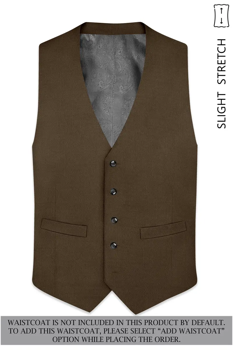 Terrano-Mocha Brown Wool Rich Slight Stretch Double Breasted Suit 16