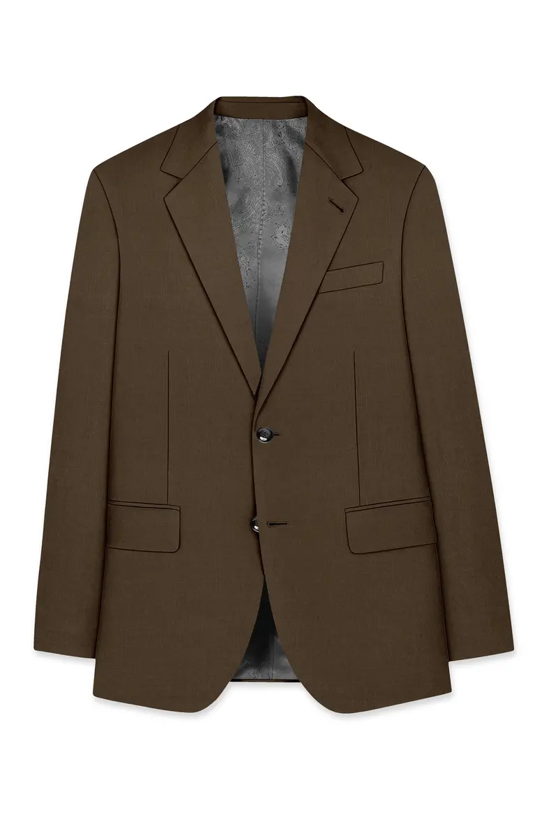 Terrano-Mocha Brown Wool Rich Slight Stretch Single Breasted Blazer 7
