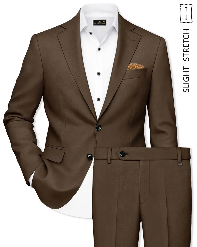 Terrano-Mocha Brown Wool Rich Slight Stretch Single Breasted Suit 1
