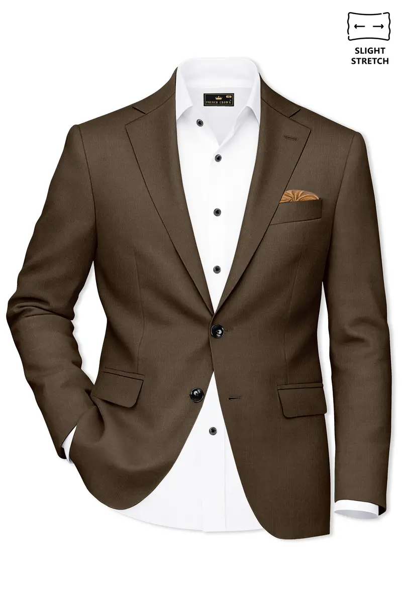 Terrano-Mocha Brown Wool Rich Slight Stretch Single Breasted Suit 10