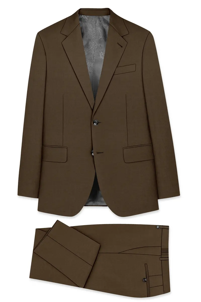 Terrano-Mocha Brown Wool Rich Slight Stretch Single Breasted Suit 11