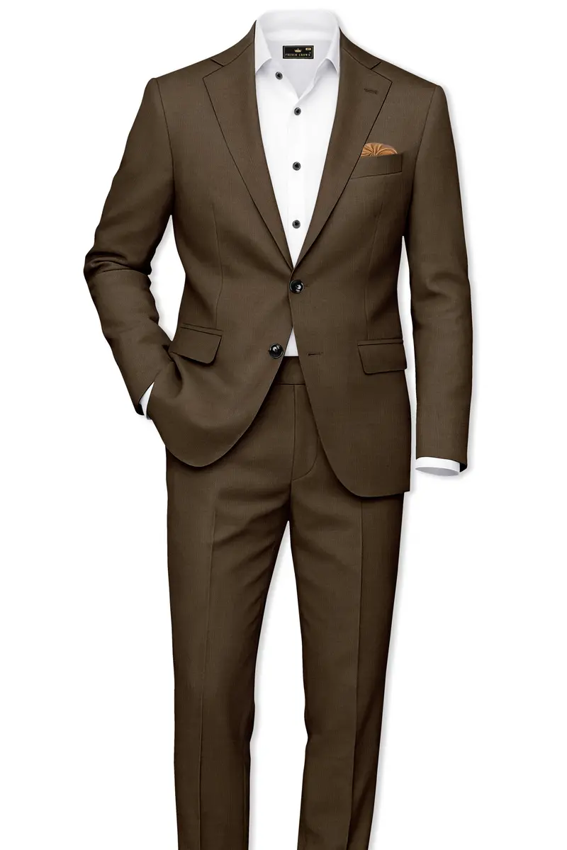 Terrano-Mocha Brown Wool Rich Slight Stretch Single Breasted Suit 4