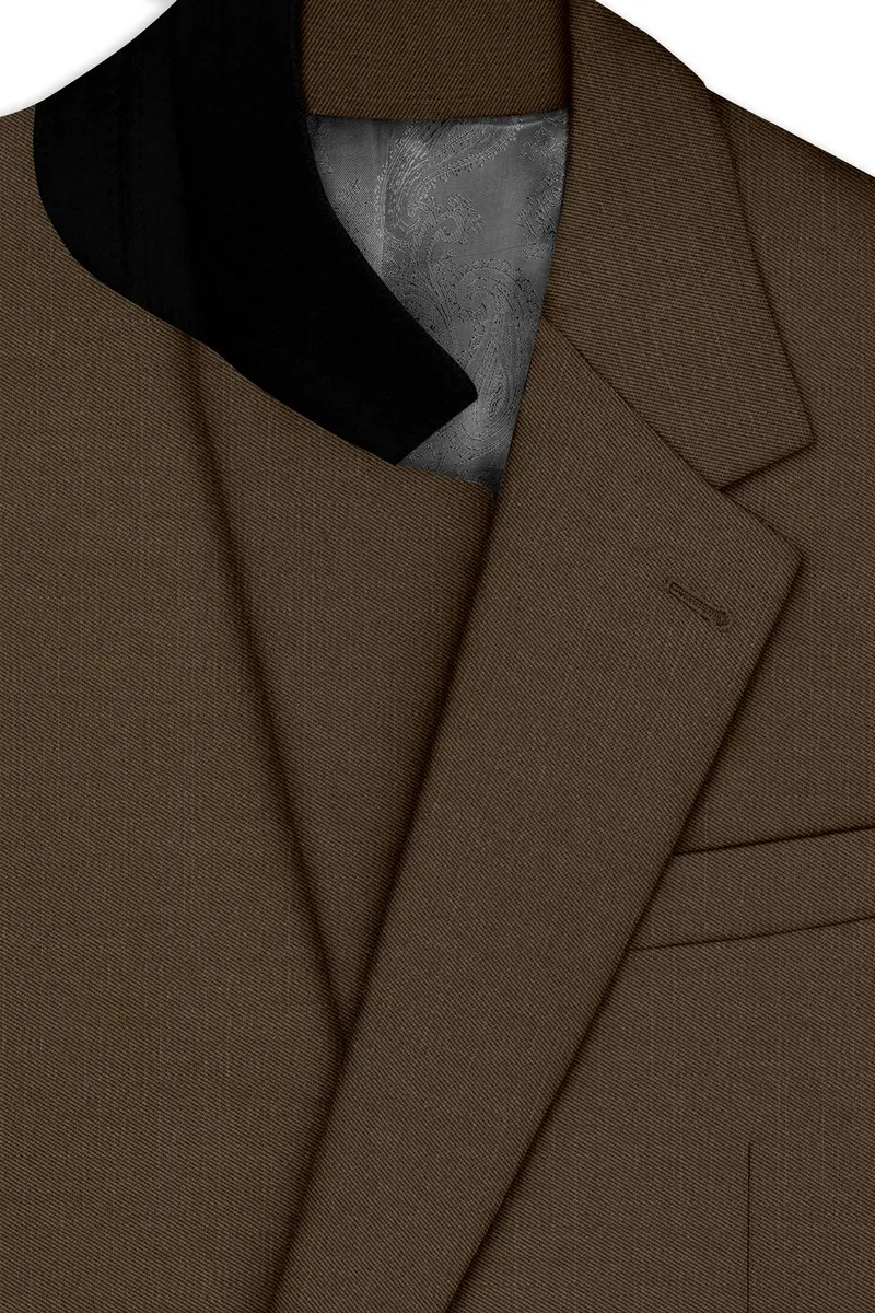 Terrano-Mocha Brown Wool Rich Slight Stretch Single Breasted Suit 5