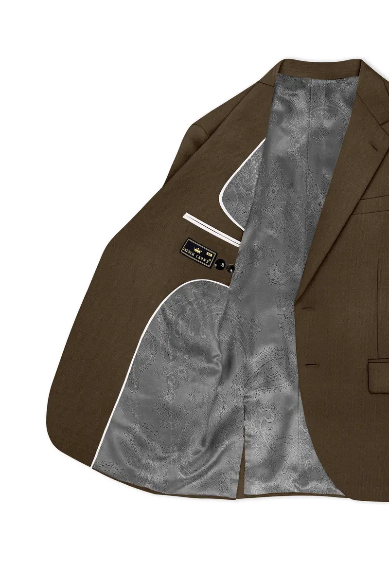 Terrano-Mocha Brown Wool Rich Slight Stretch Single Breasted Suit 6