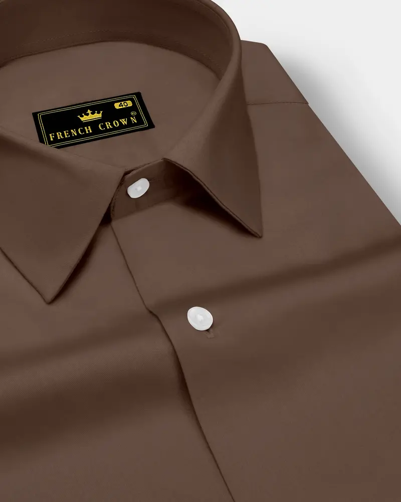 Terraro Ferra Brown Subtle Sheen Super Soft Premium Cotton Dress Shirt 1