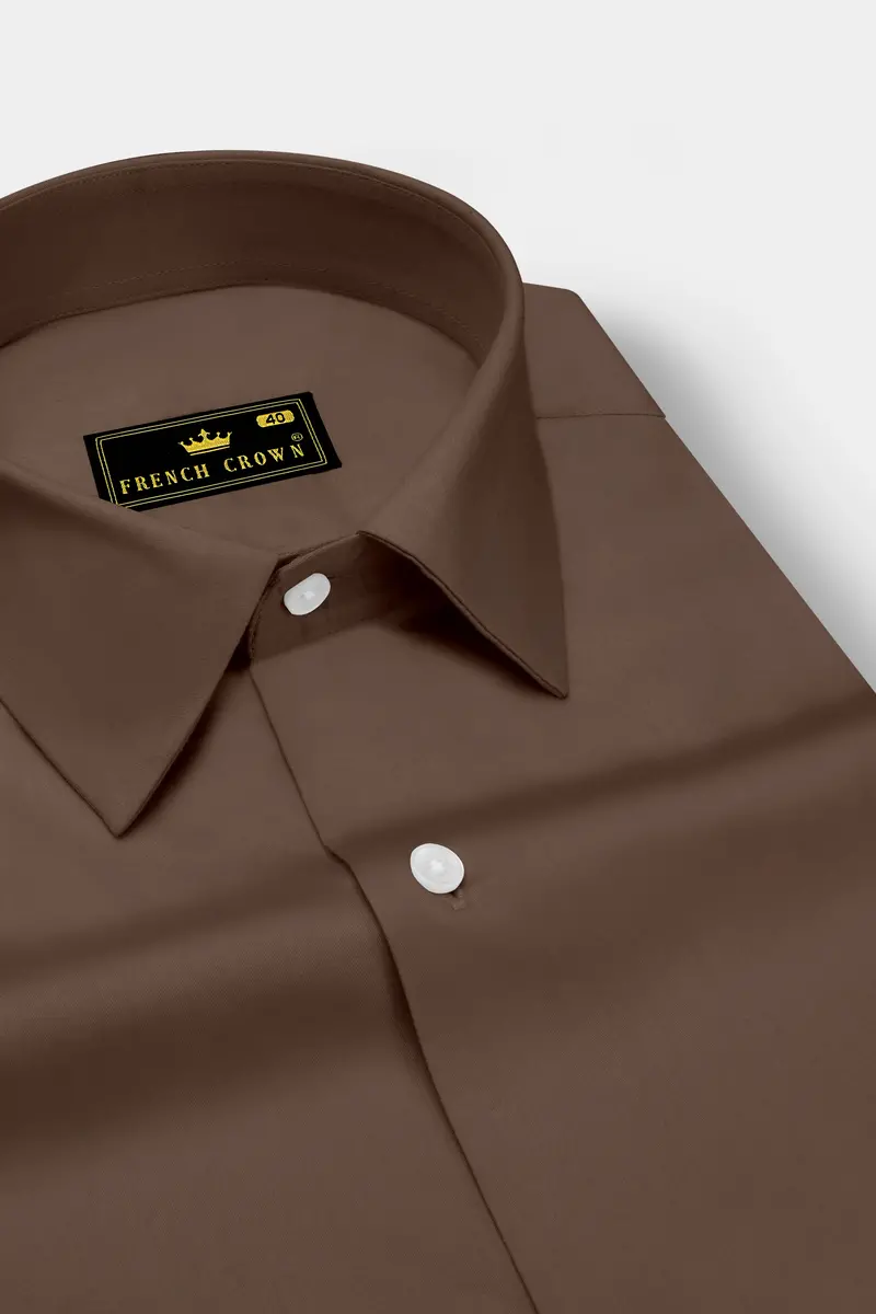 Terraro Ferra Brown Subtle Sheen Super Soft Premium Cotton Dress Shirt 2