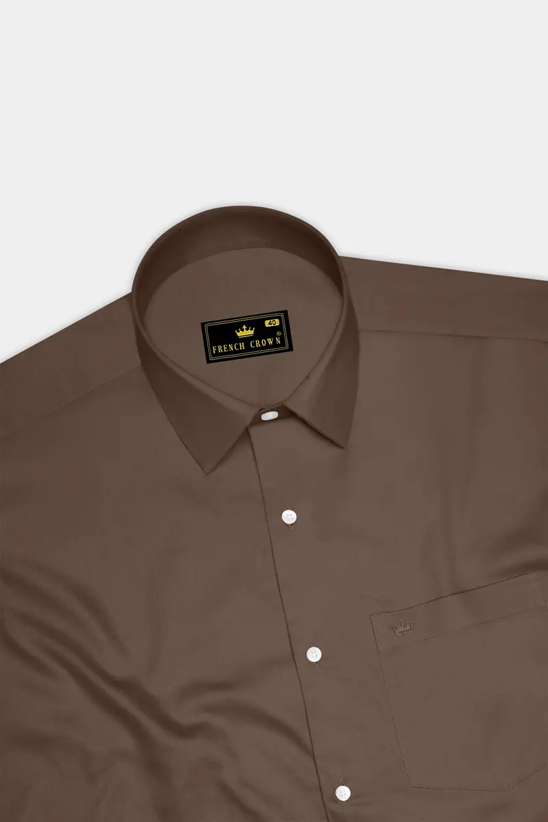 Terraro Ferra Brown Subtle Sheen Super Soft Premium Cotton Dress Shirt 5