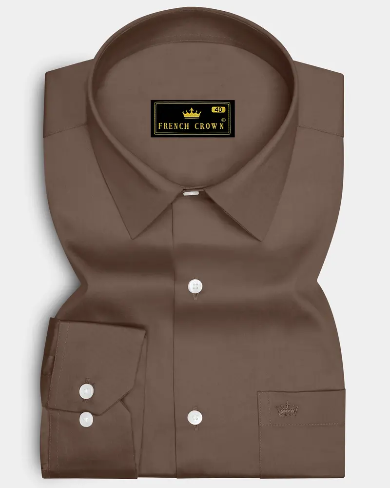 Terraro Ferra Brown Subtle Sheen Super Soft Premium Cotton Dress Shirt 6