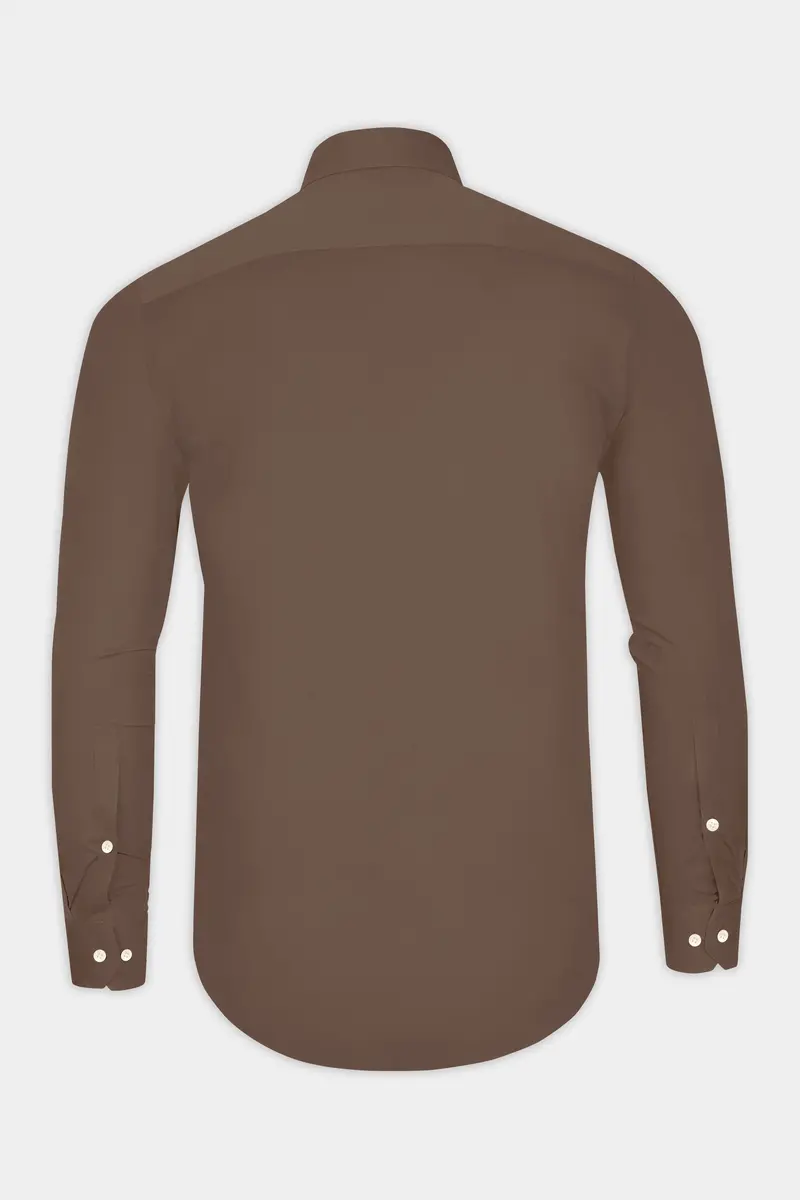 Terraro Ferra Brown Subtle Sheen Super Soft Premium Cotton Tuxedo Dress Shirt 7