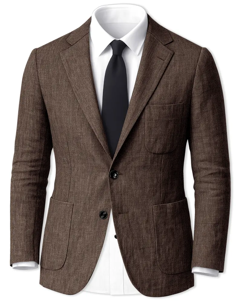 Terravo-Bistre Brown Luxurious Linen Single Breasted Sports Blazer 1