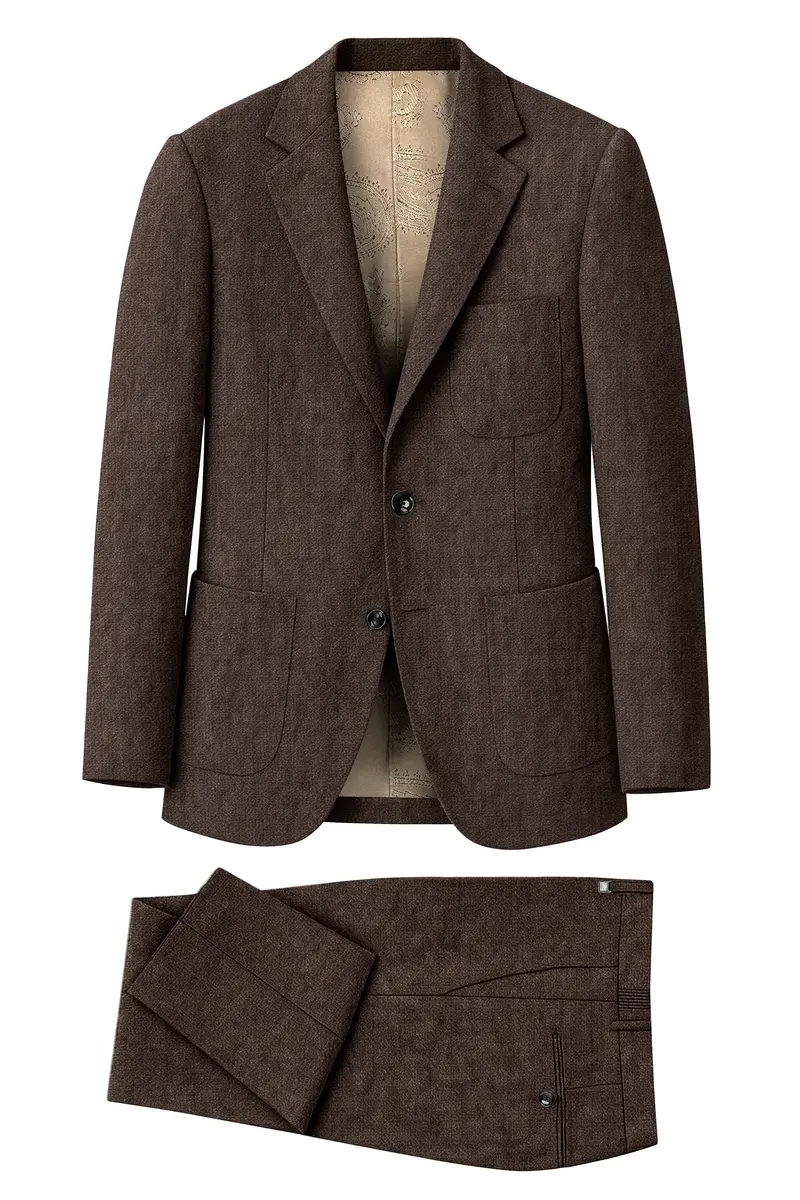 Terravo-Bistre Brown Luxurious Linen Single Breasted Sports Suit 11