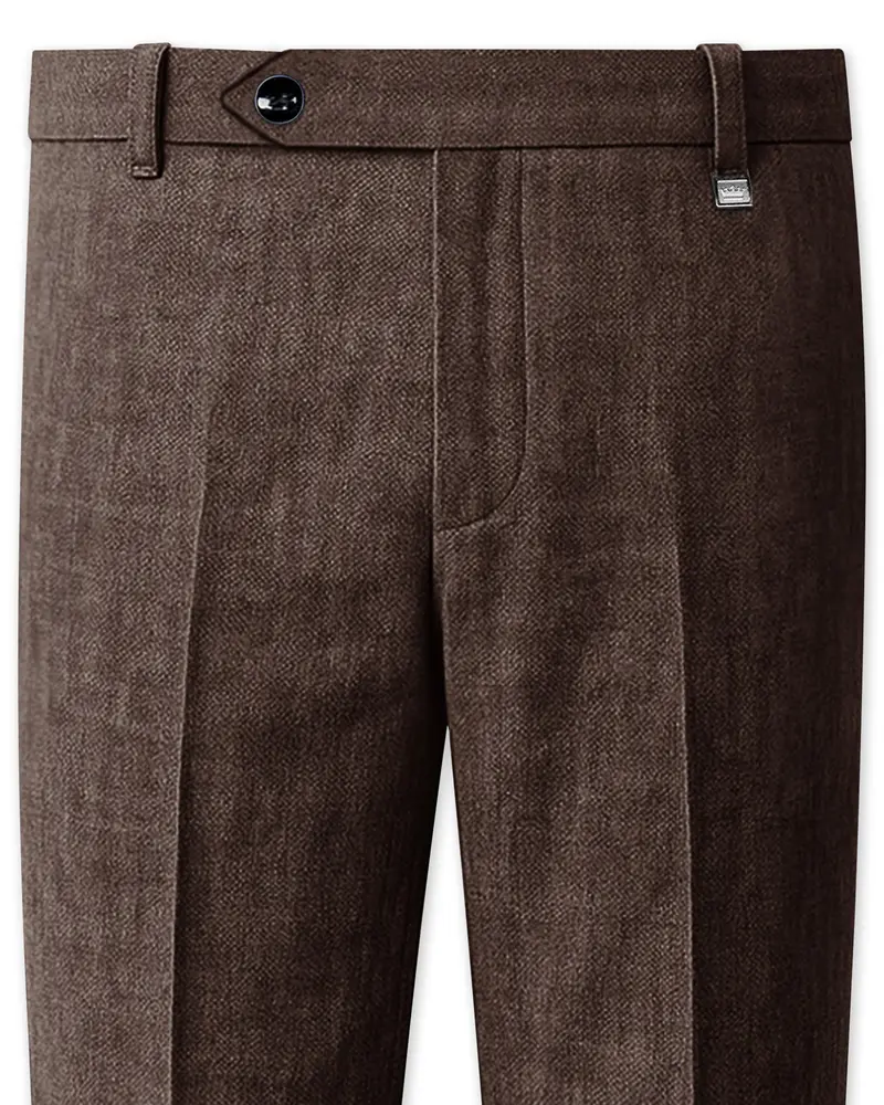 Terravo-Bistre Brown Luxurious Linen Stretchable Waistband Pant 1