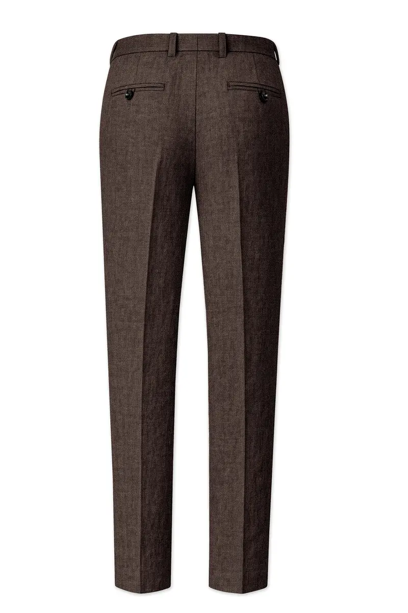 Terravo-Bistre Brown Luxurious Linen Stretchable Waistband Pant 5