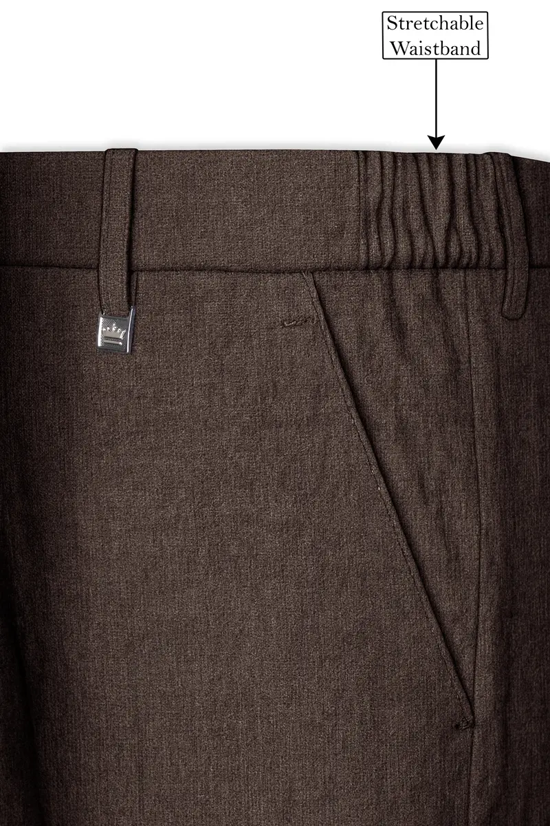 Terravo-Bistre Brown Luxurious Linen Stretchable Waistband Pant 6