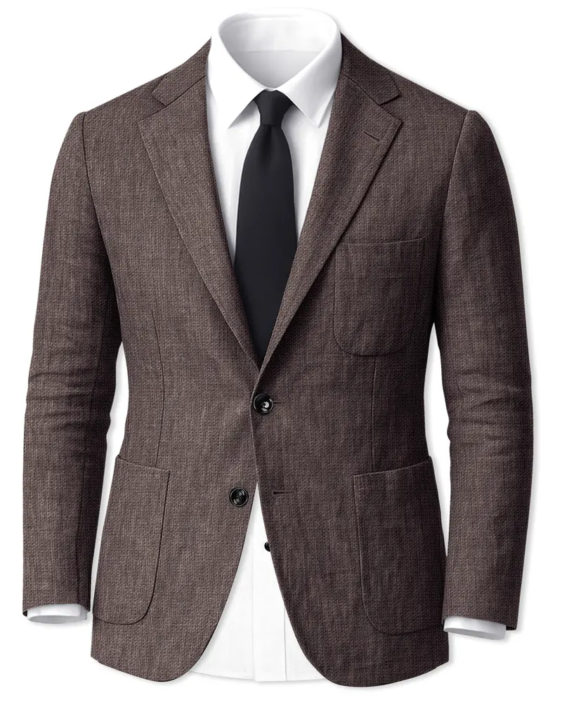 Terravo-Iridium Brown Luxurious Linen Single Breasted Sports Blazer 1