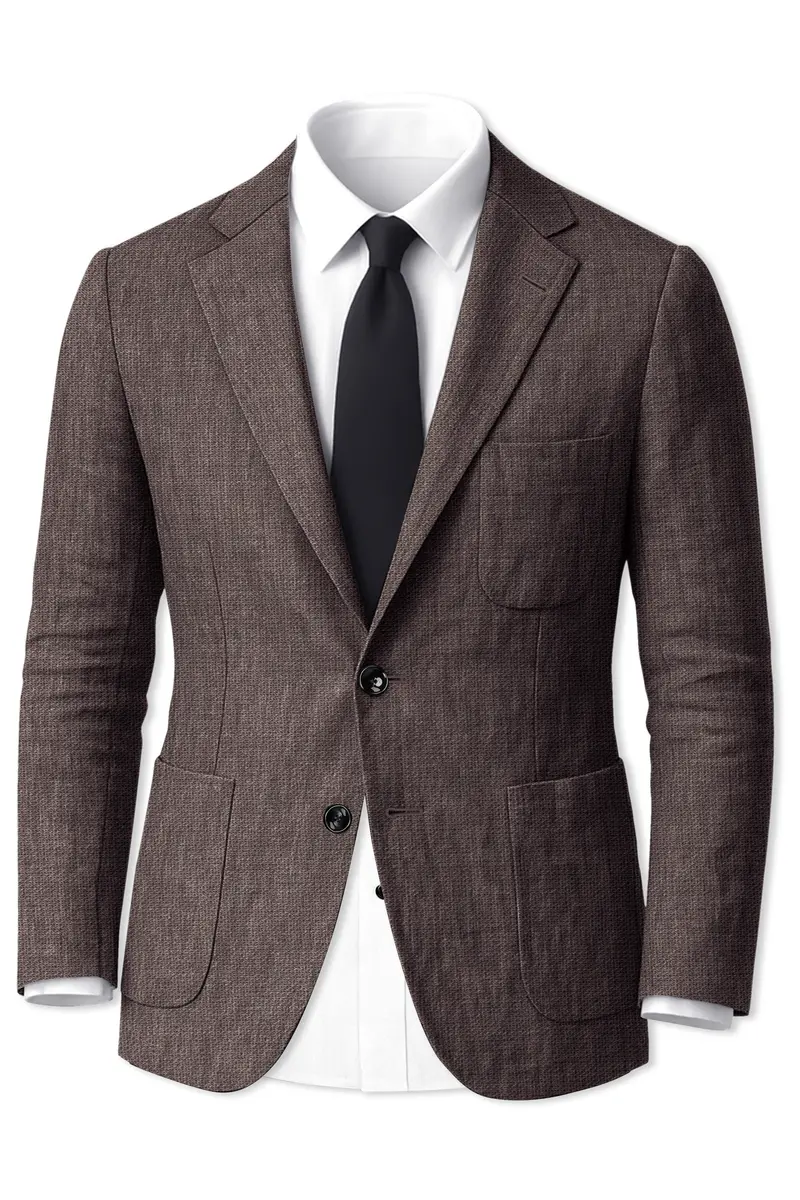 Terravo-Iridium Brown Luxurious Linen Single Breasted Sports Blazer 2